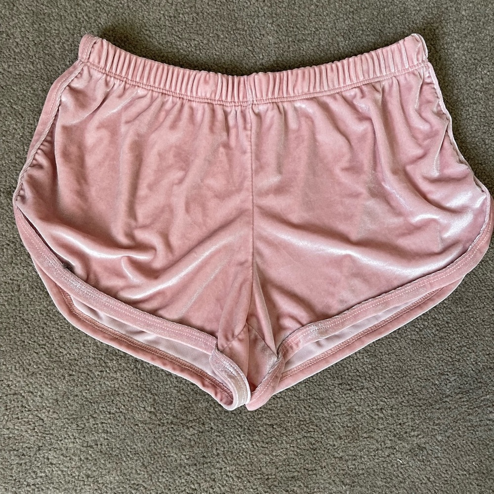 Brandy Melville Pink Velvet Shorts